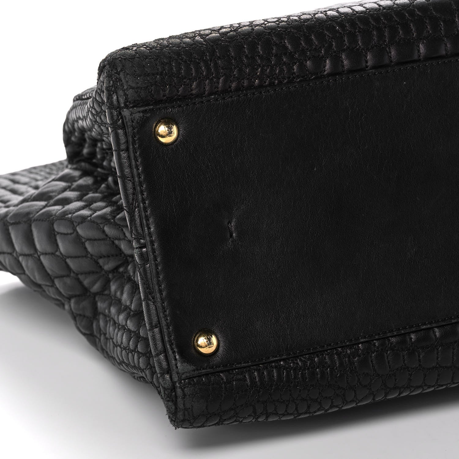 Fendi Nappa Crocodile Trapuntata Large 3Jours Tote Black 9 of 11