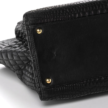 Fendi Nappa Crocodile Trapuntata Large 3Jours Tote Black 9 of 11