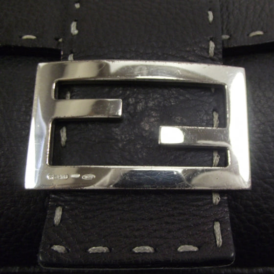 Fendi Calfskin Romano Selleria Baguette Black 6 of 10