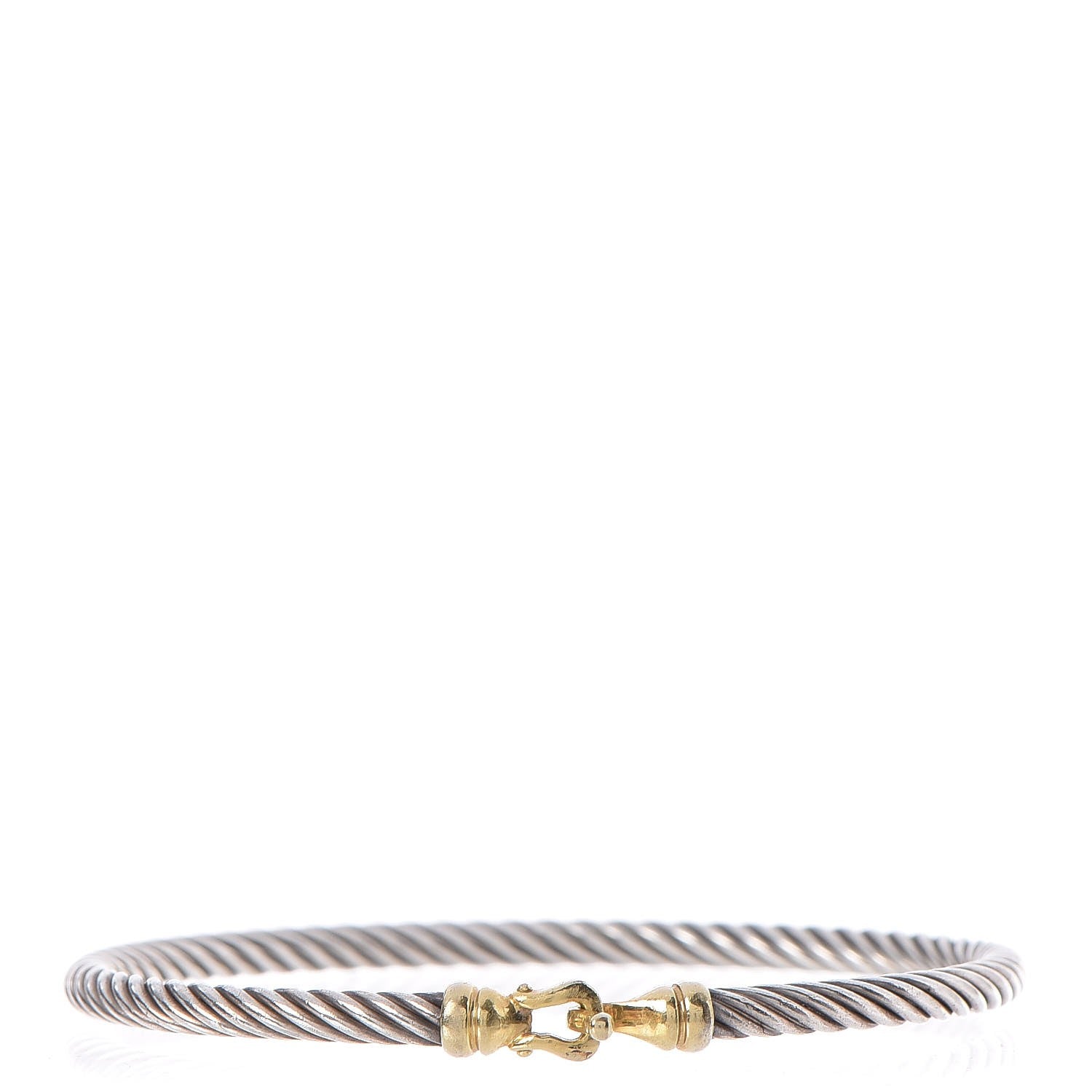 David Yurman Sterling Silver 18K Yellow Gold 3mm Cable Buckle Bracelet 1 of 5