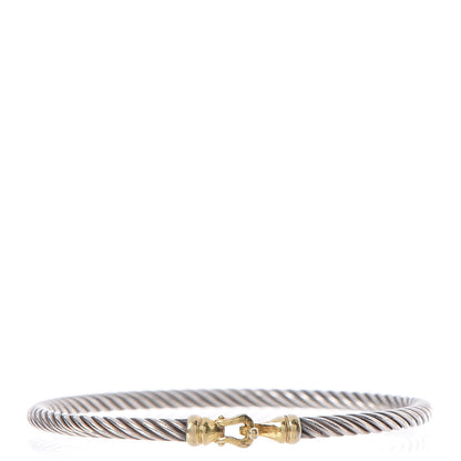 David Yurman Sterling Silver 18K Yellow Gold 3mm Cable Buckle Bracelet 1 of 5