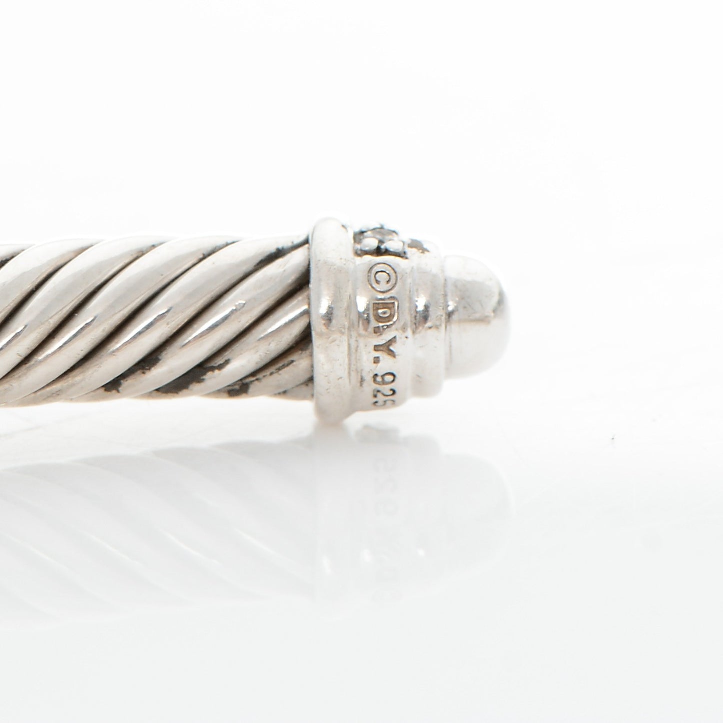 Sterling Silver Diamond 5mm Cable Classics Dome Bracelet