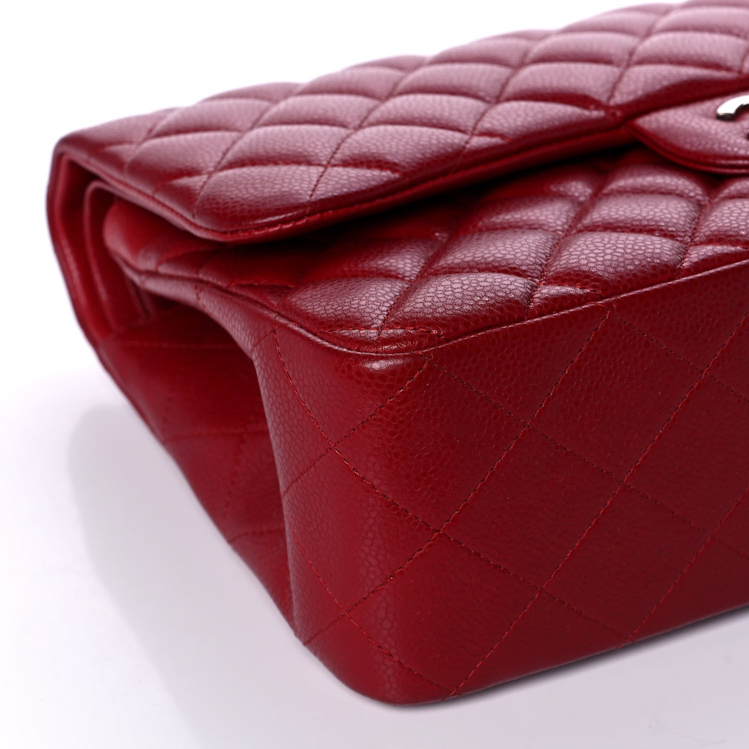 Chanel Caviar Quilted Jumbo Double Flap Dark Red 9 of 10