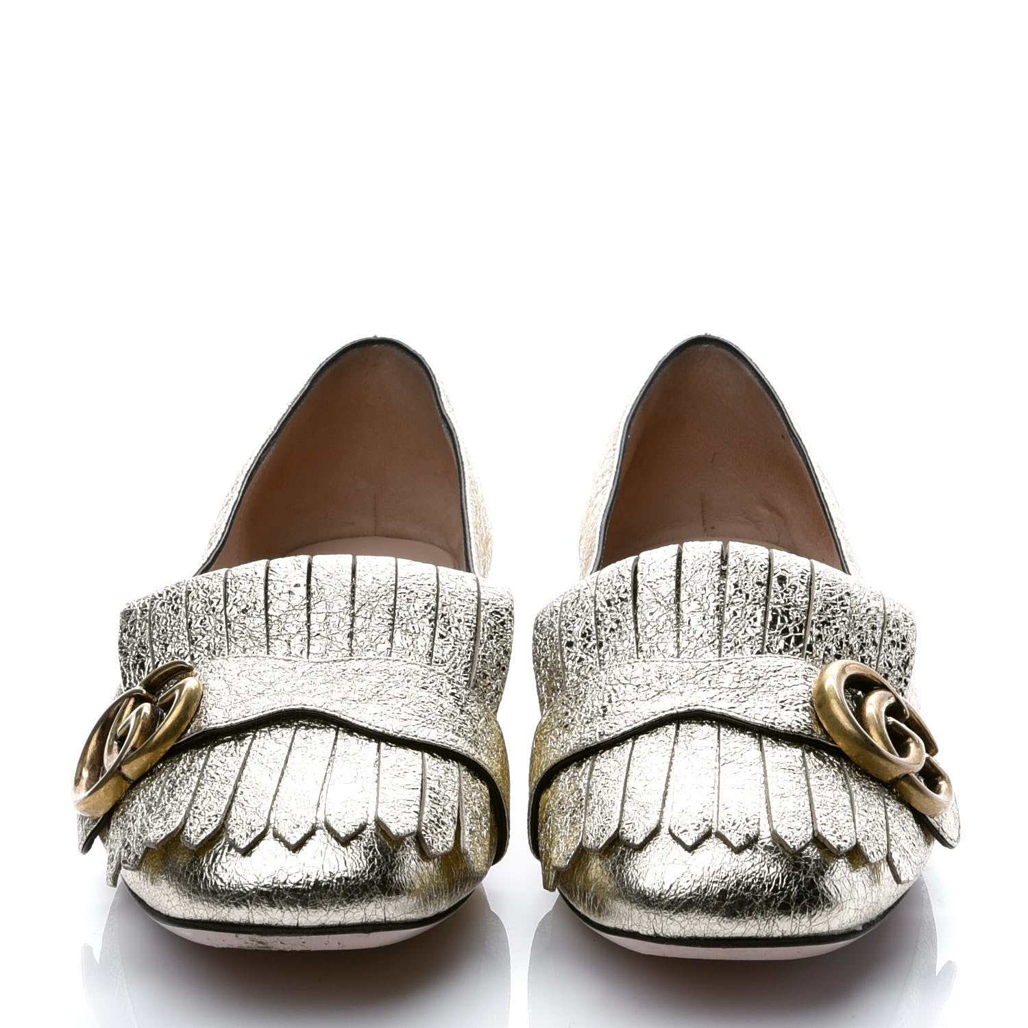 Gucci Galassia GG Marmont Fringe Flats 38 Platino 2 of 9