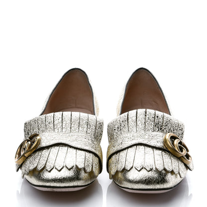Gucci Galassia GG Marmont Fringe Flats 38 Platino 2 of 9