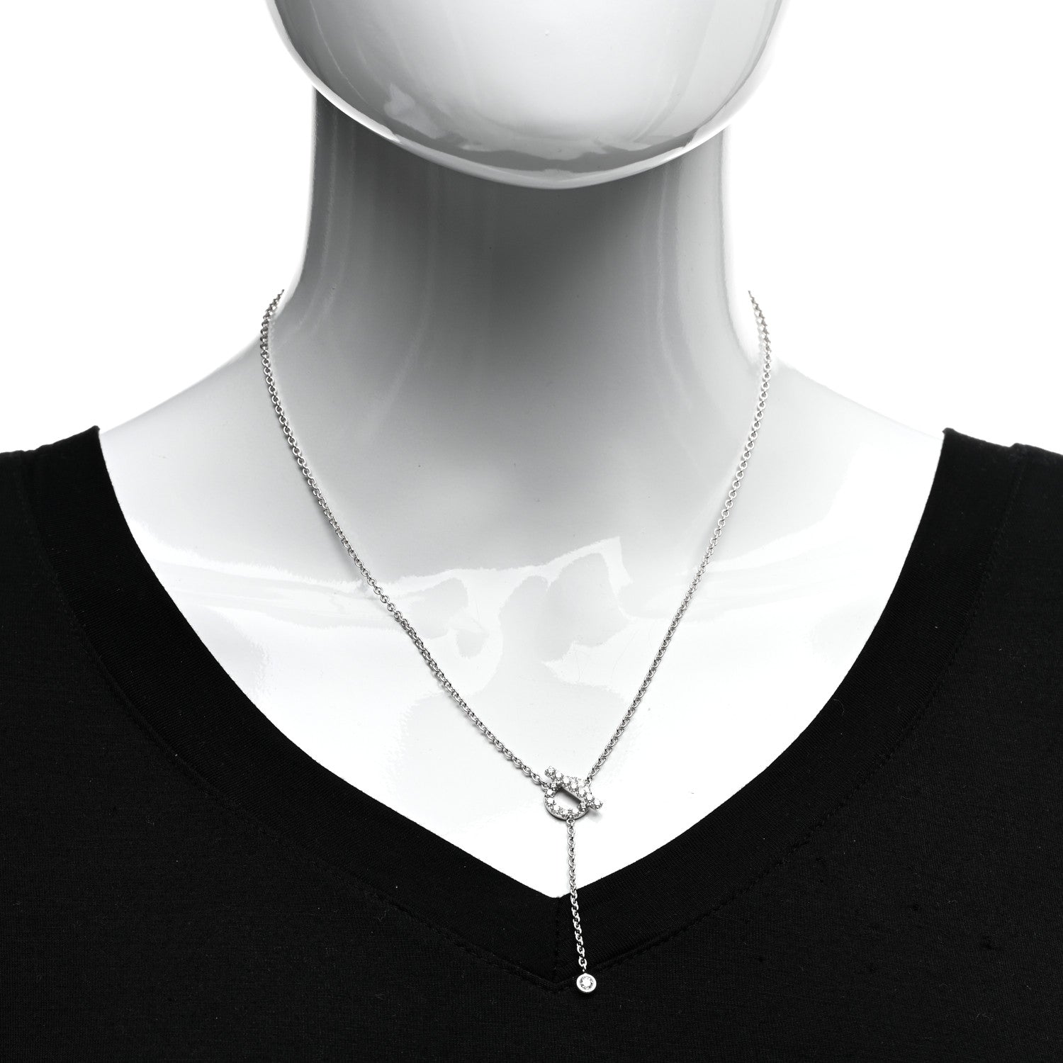 Hermes 18K White Gold Diamond Finesse Lariat Necklace 2 of 5
