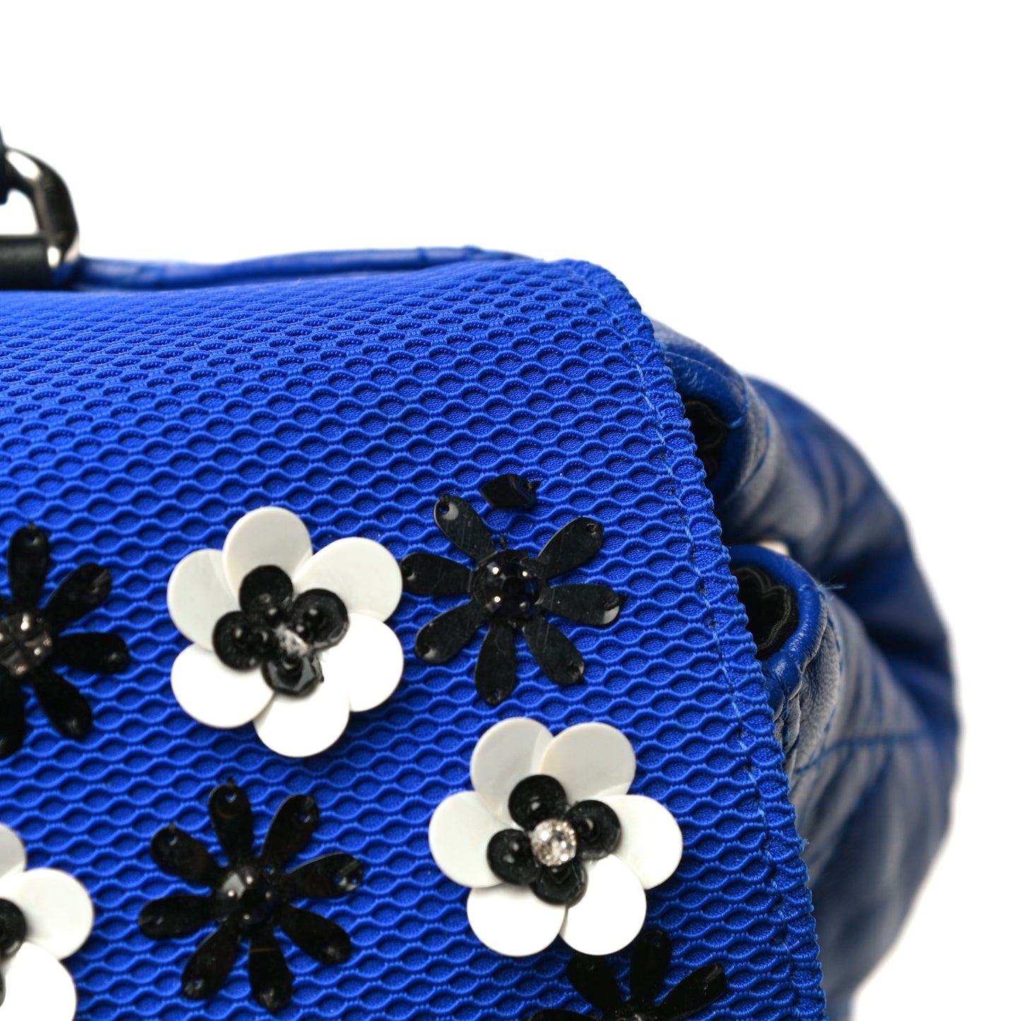 Lambskin Mesh Cannage Embroidered Large Stardust Backpack Blue