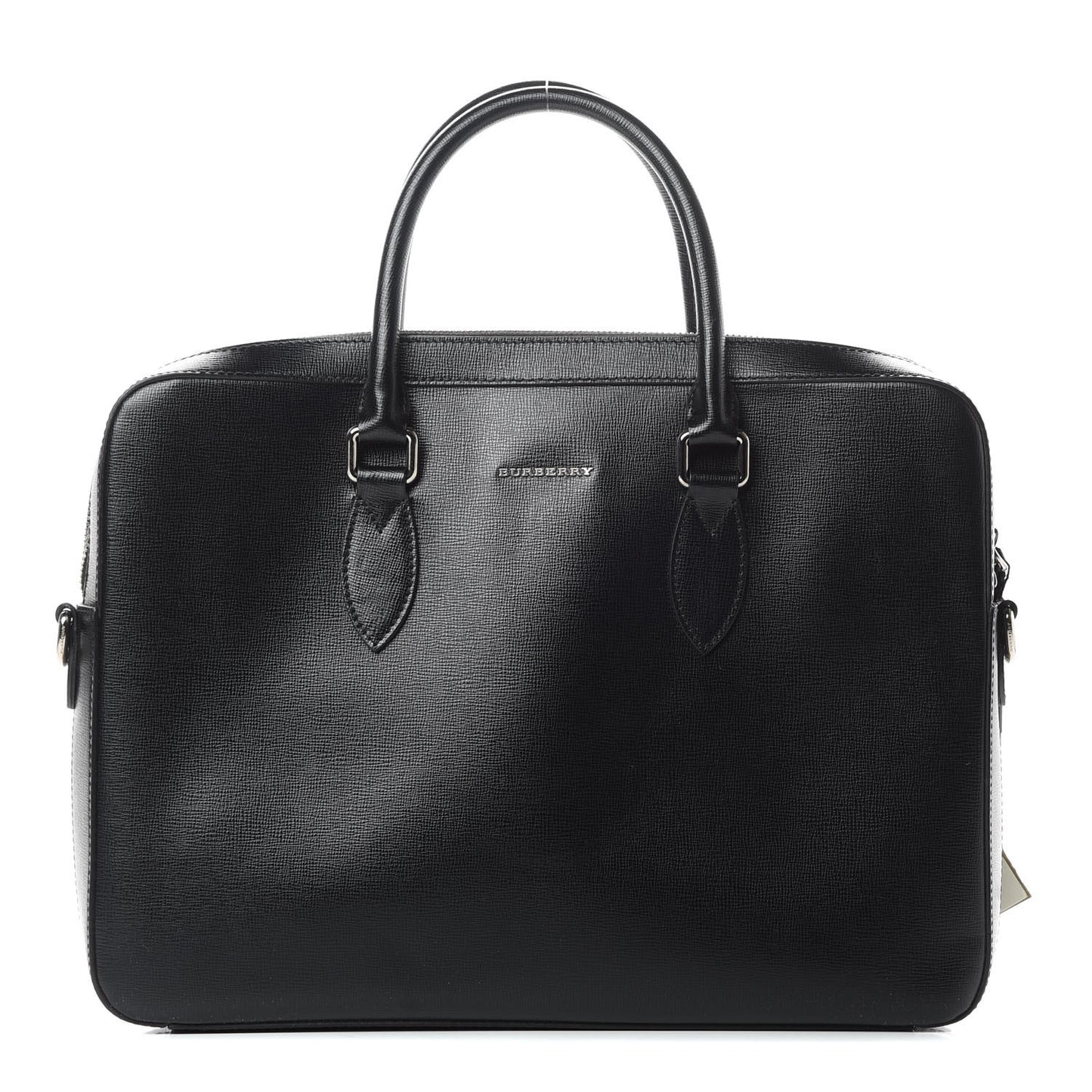 Textured Calfskin Barrow Briefcase Black