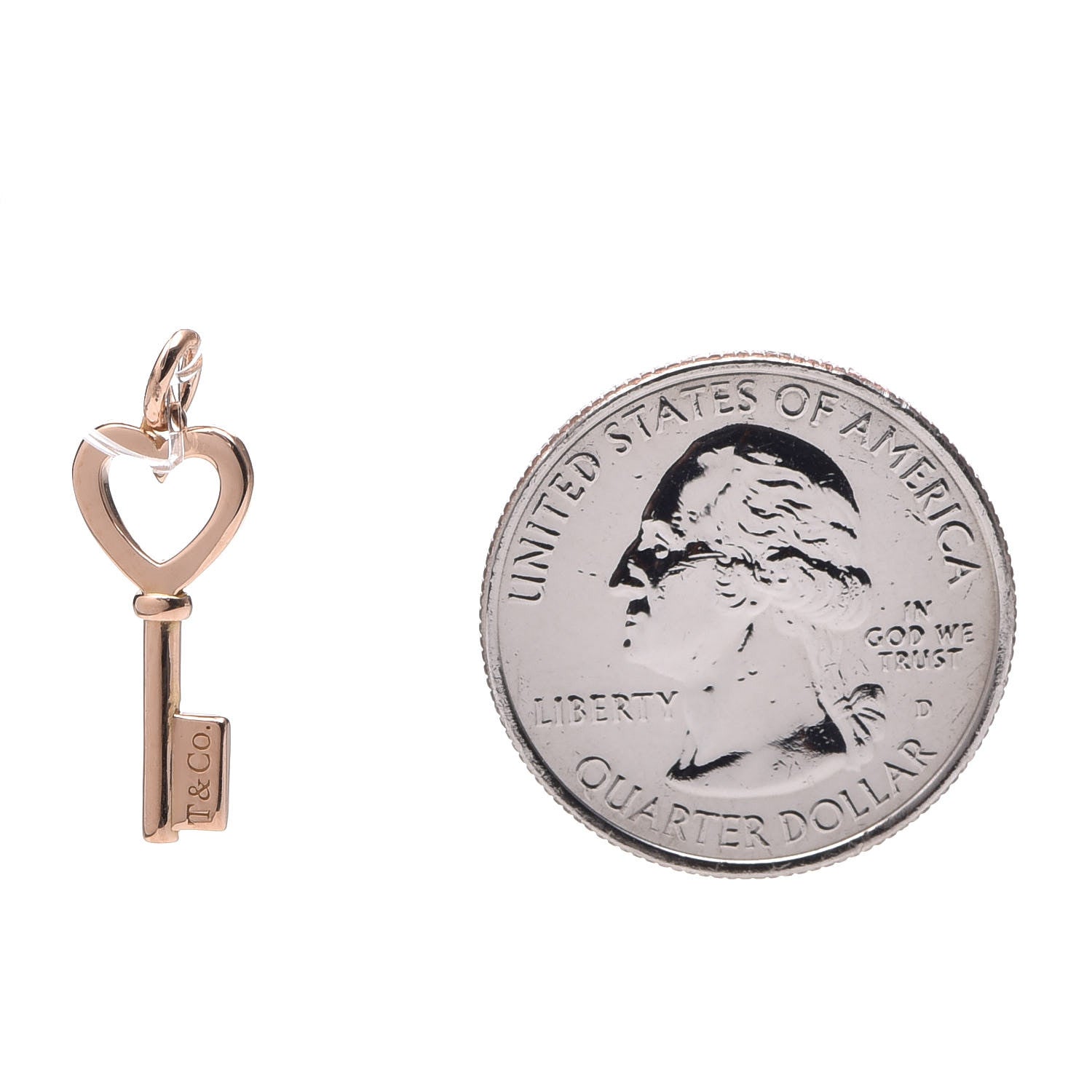 Tiffany 18K Rose Gold Mini Heart Key Pendant 2 of 3