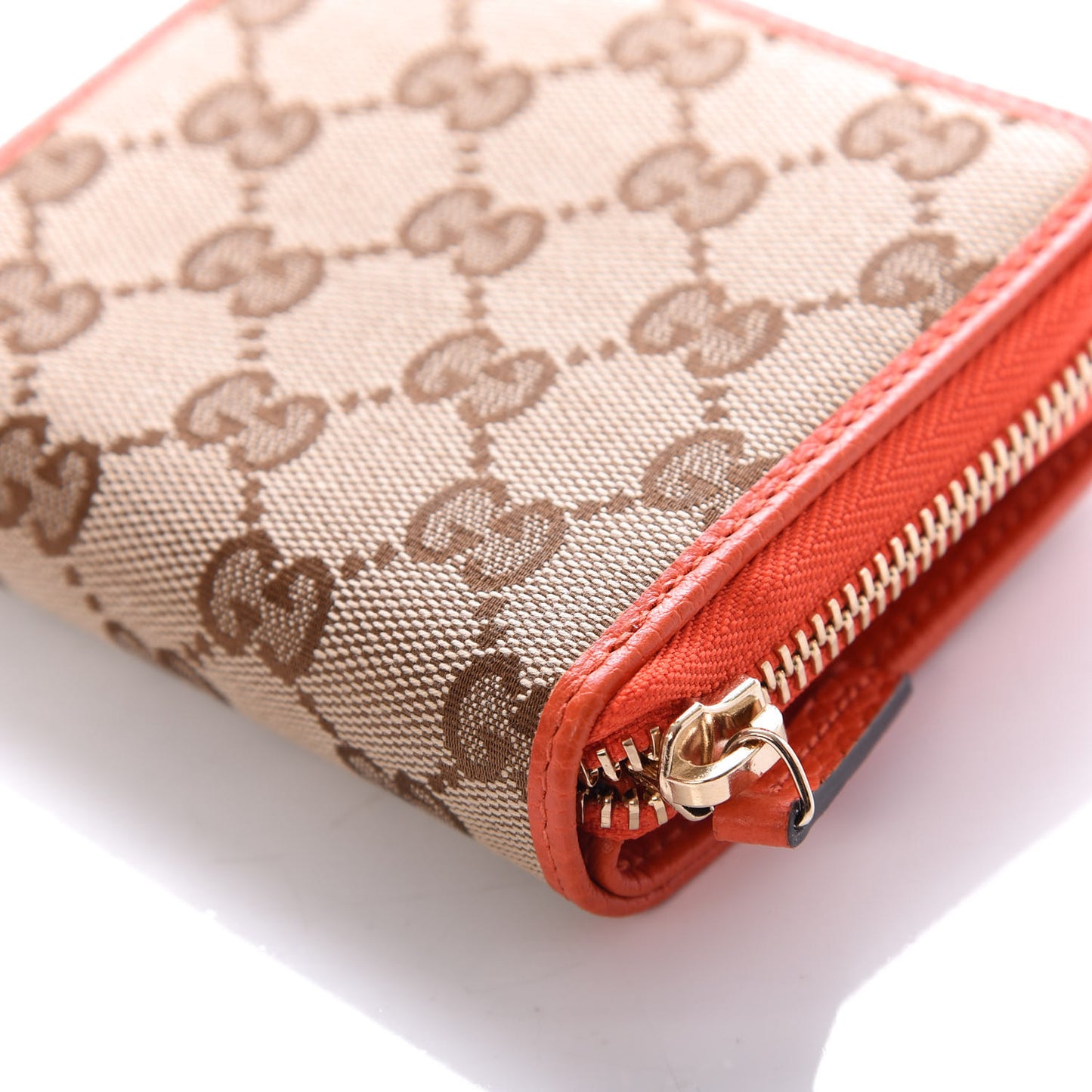 Monogram Dollar Calfskin Zip Around French Flap Wallet Beige Ebony Sun Orange