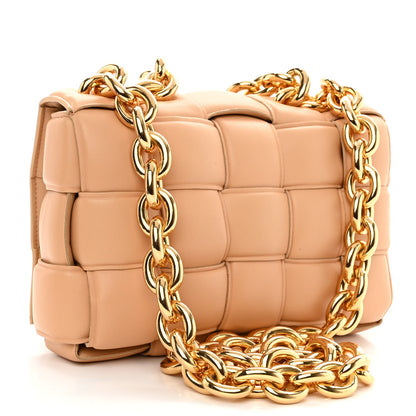 Bottega Veneta Lambskin Maxi Intreccio Padded Chain Cassette Crossbody Bag Almond 3 of 9