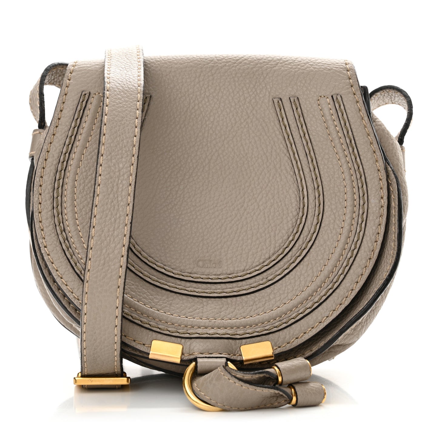 Calfskin Mini Marcie Round Crossbody Bag Pastel Grey