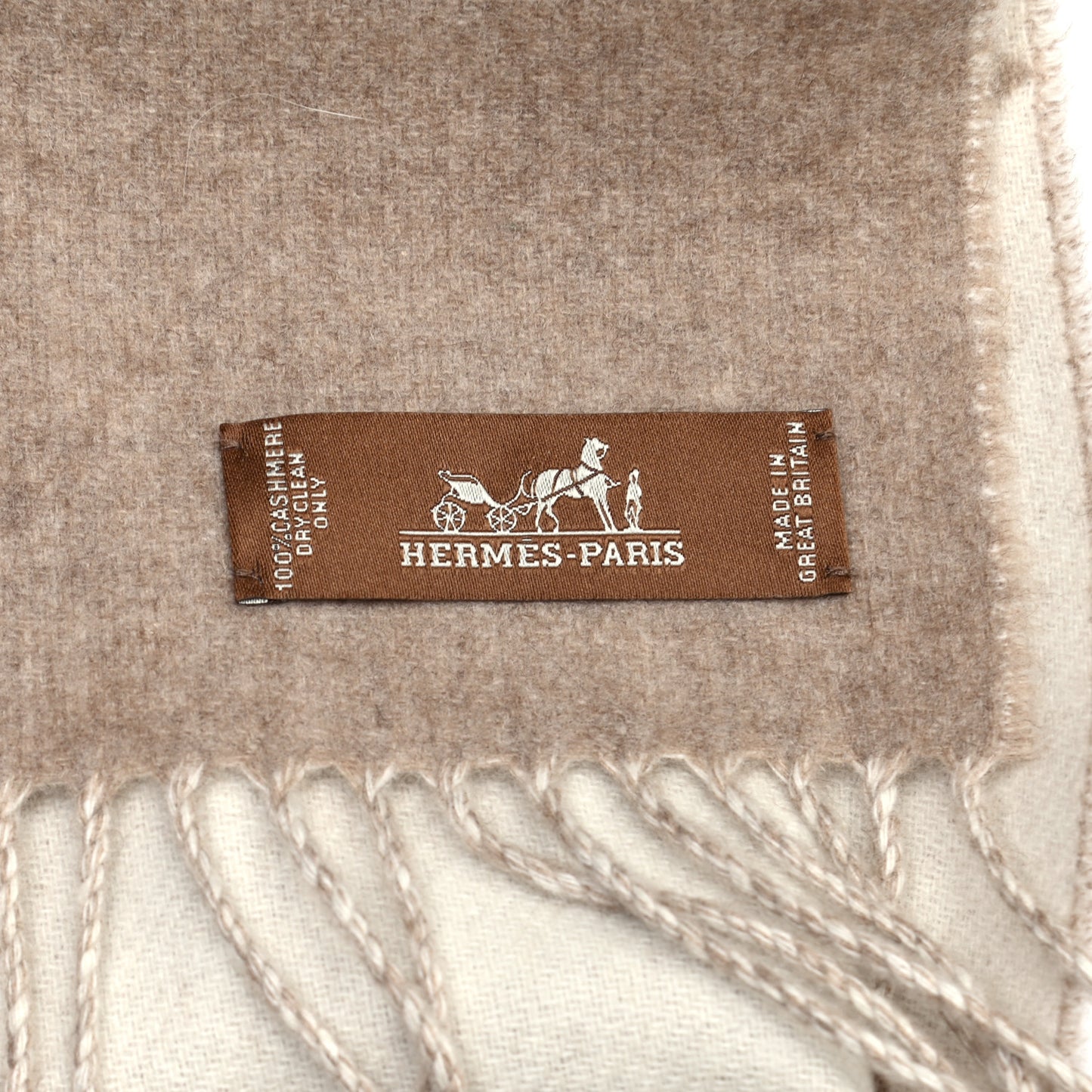 Cashmere Casaque Zig Zag Muffler Etoupe Ivory