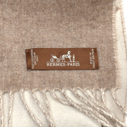 Hermes Cashmere Casaque Zig Zag Muffler Etoupe Ivory 4 of 5