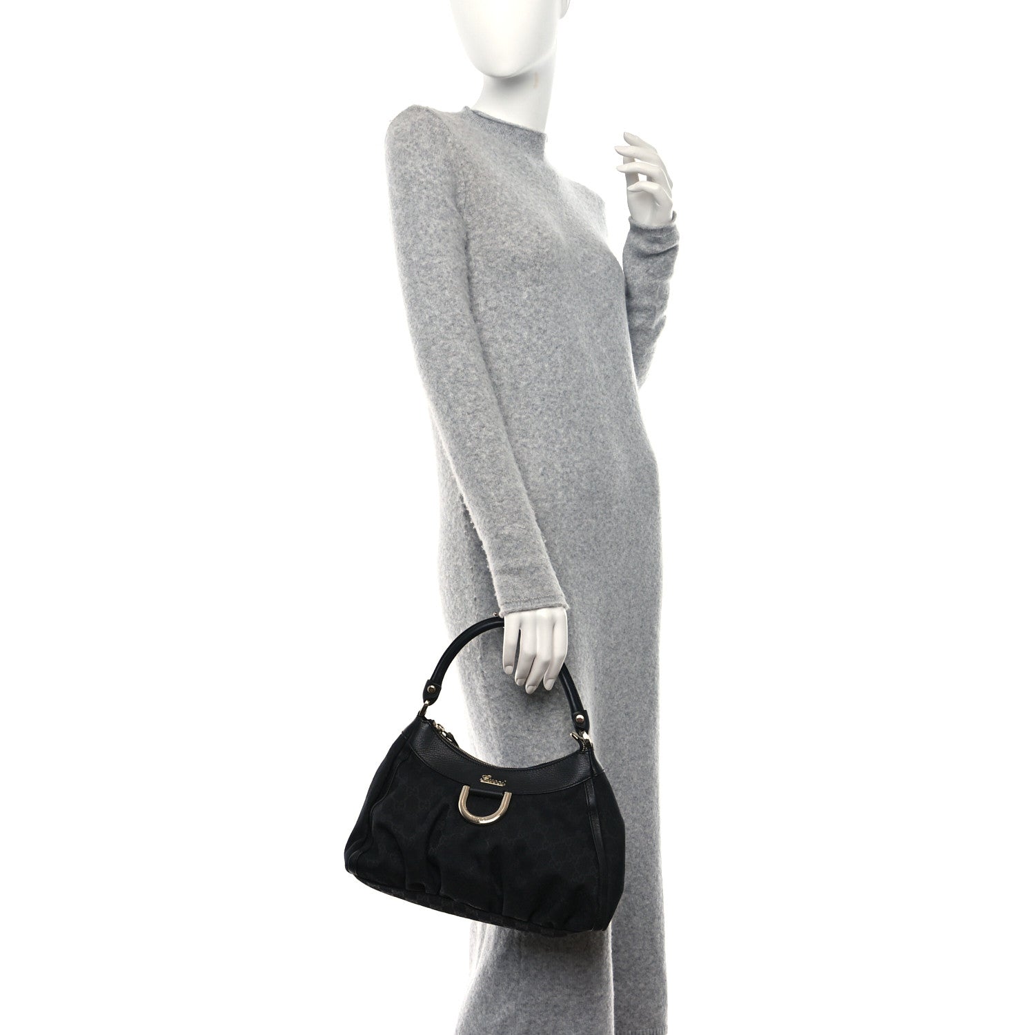 Gucci Monogram Medium D Gold Ring Hobo Black 3 of 11