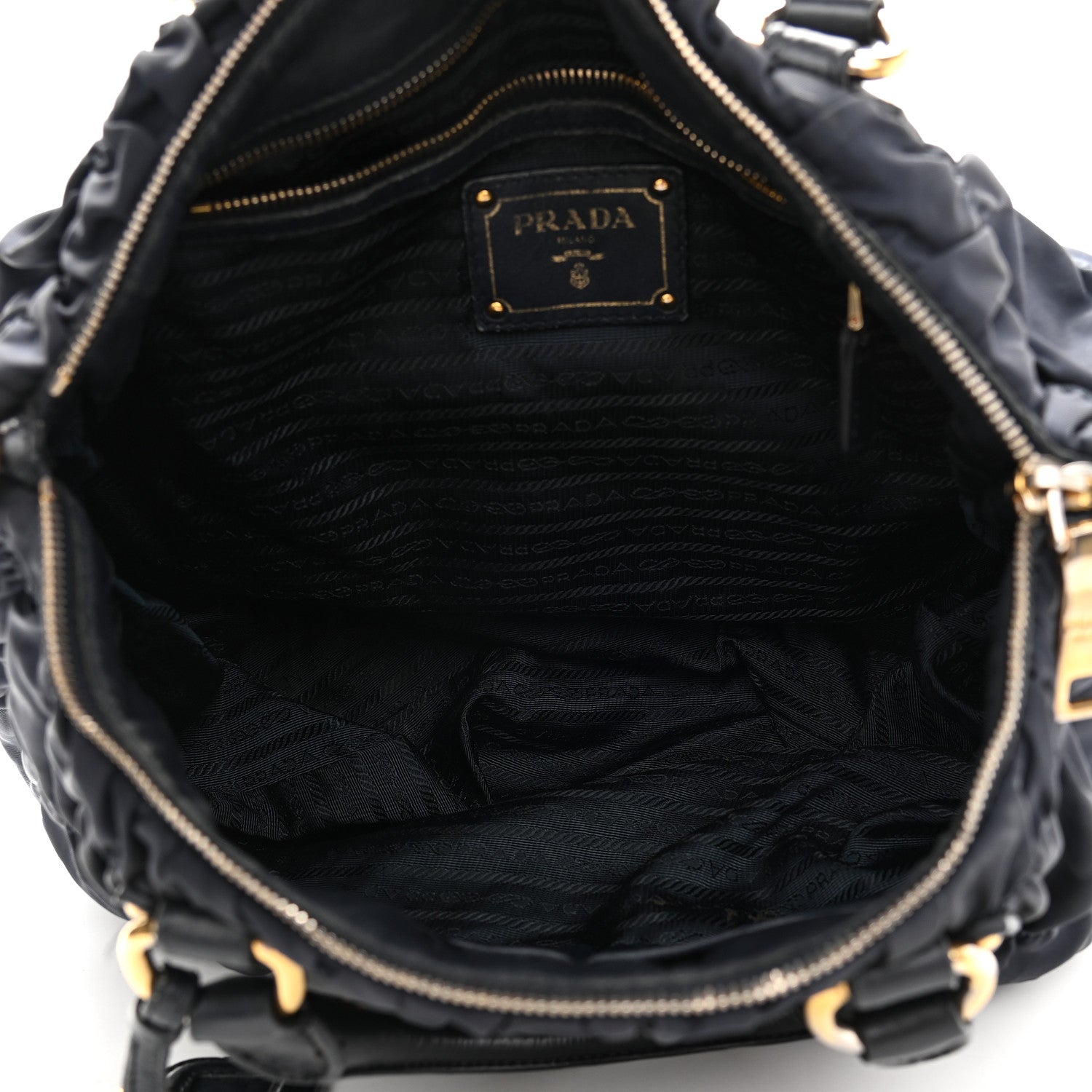 Prada Tessuto Nylon Nappa Gaufre Shopping Satchel Black 5 of 13