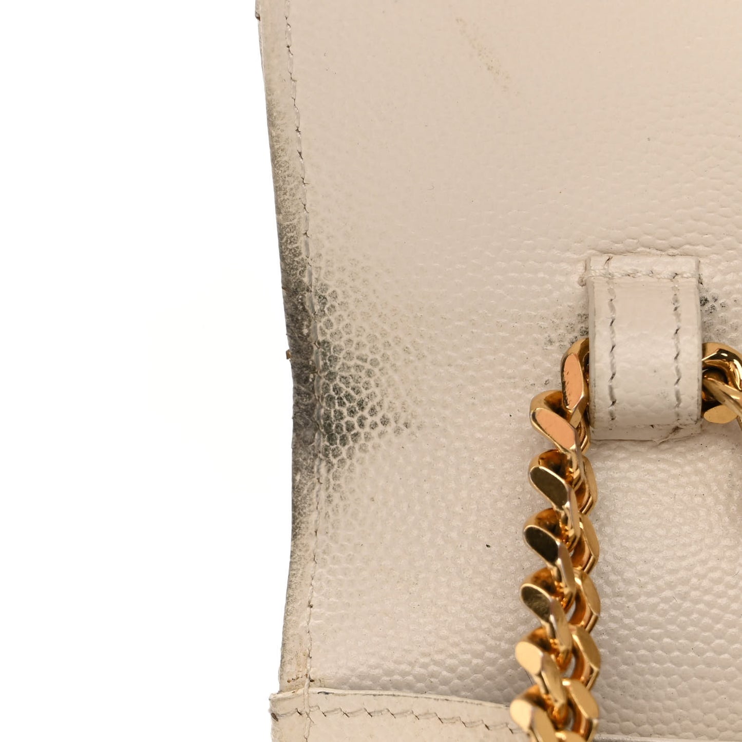 Grain De Poudre Matelasse Chevron Monogram Chain Wallet White