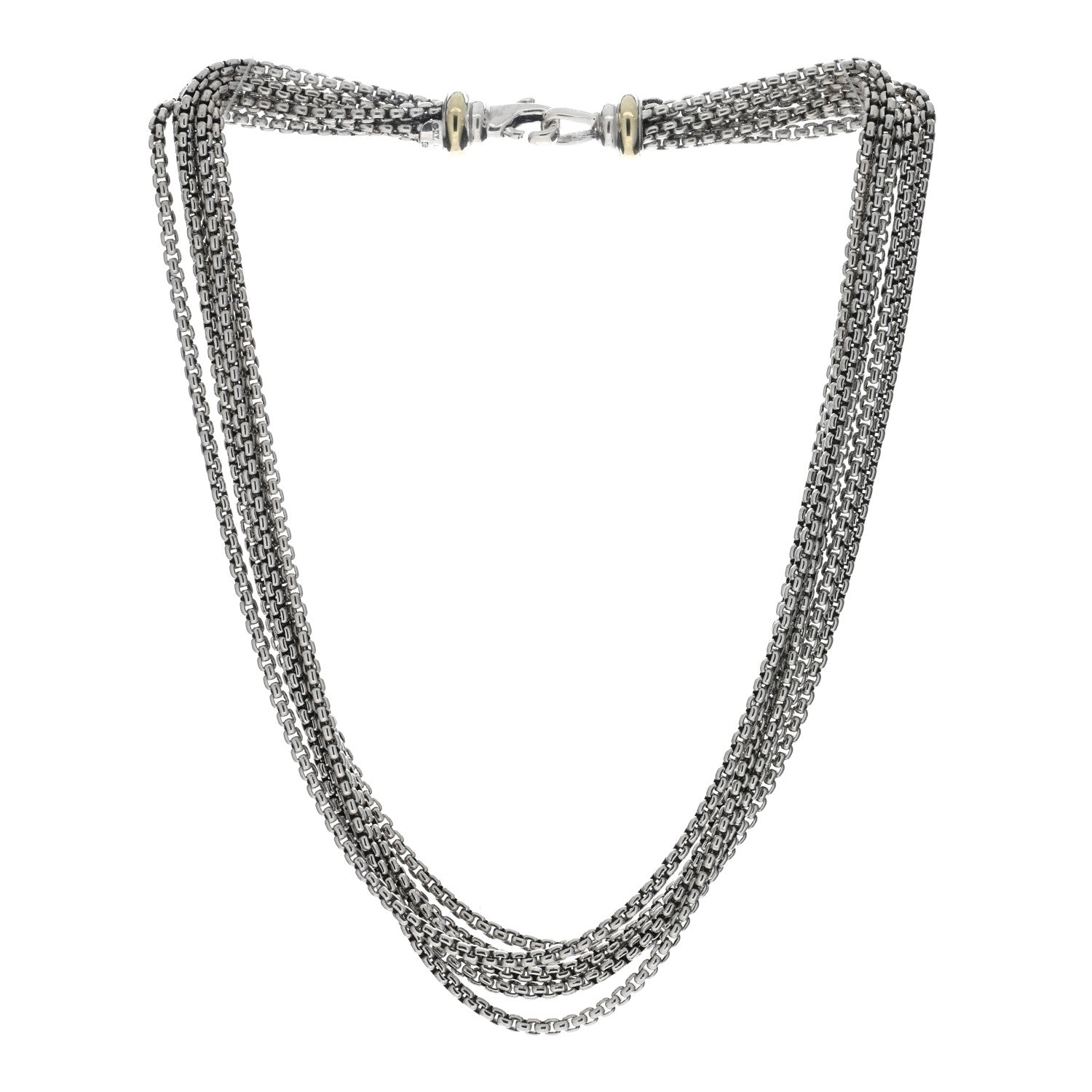 David Yurman Sterling Silver 14K Yellow Gold Multi Box Chain Necklace 3 of 4