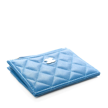 Chanel Caviar Quilted CC Zip Card Holder Blue 4 of 7