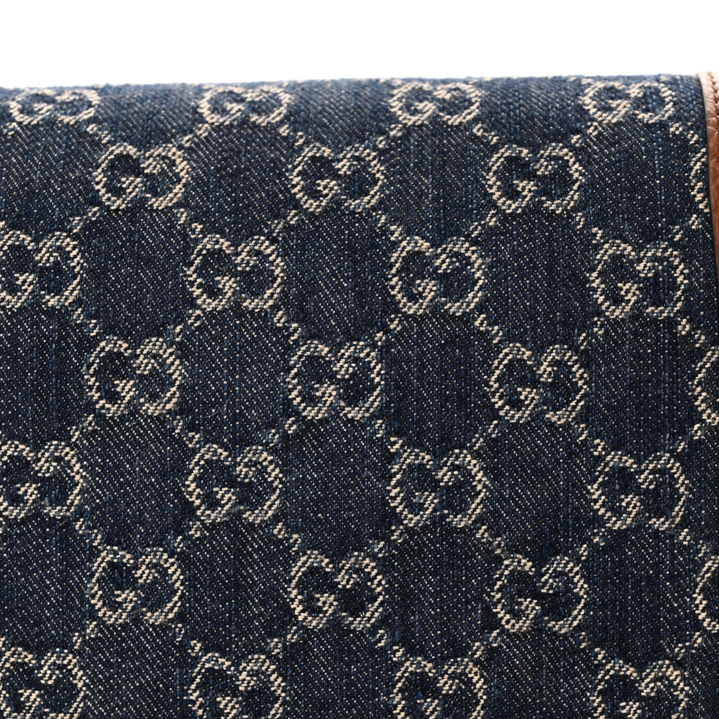 New Denim GG Monogram Dollar Calfskin Web Mini Horsebit 1955 Shoulder Bag Blue Tea Cuir Epilog