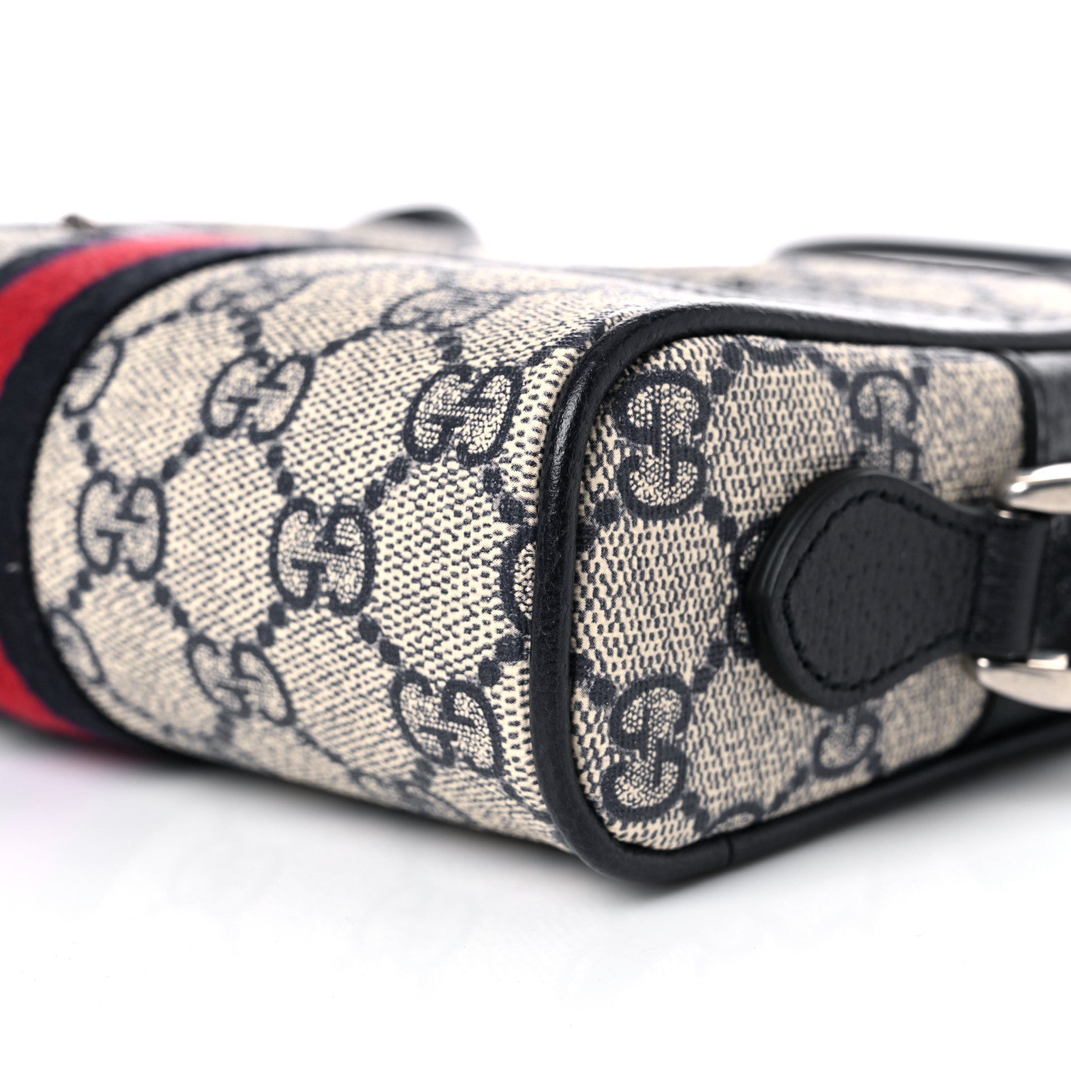 Gucci GG Supreme Monogram Textured Dollar Calfskin Web Mini Ophidia Shoulder Bag Beige Blue 8 of 9