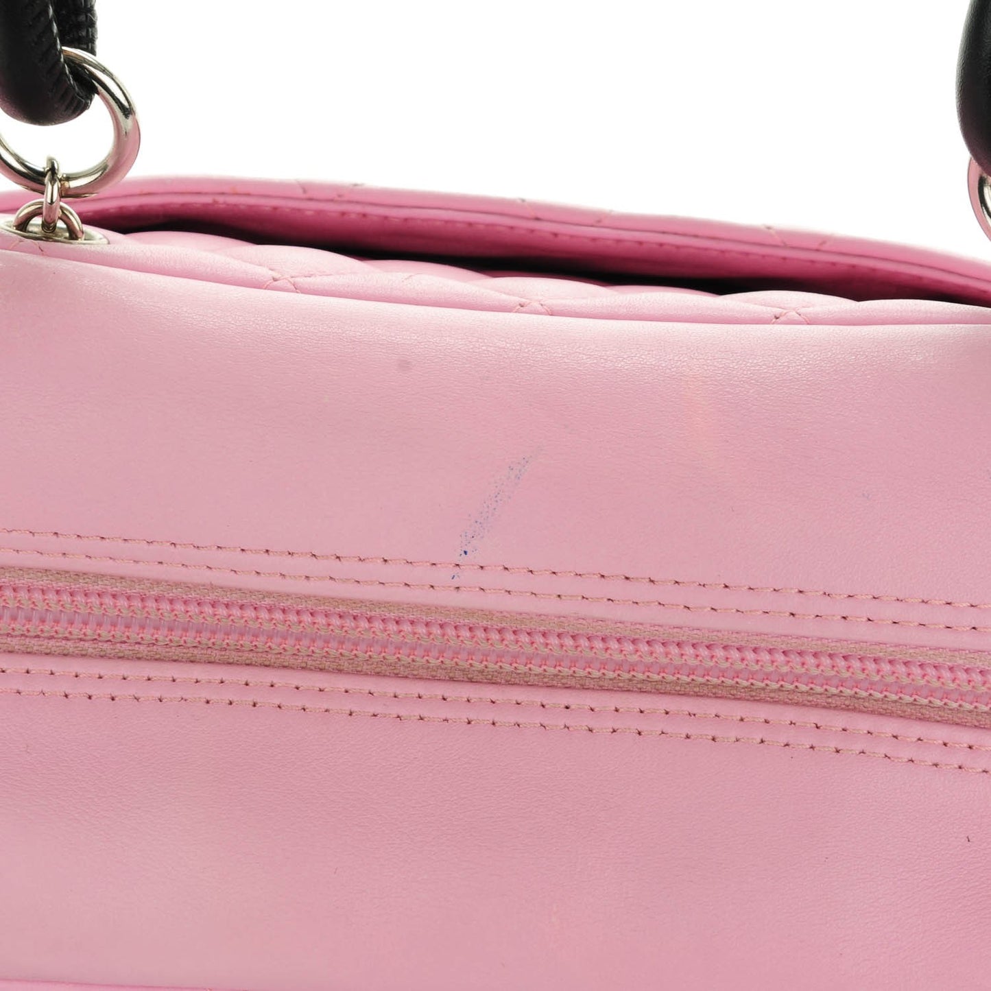 Calfskin Quilted Large Cambon Bowler Pink Black
