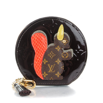 Louis Vuitton Vernis Animania Ecureuil Squirrel Round Coin Purse Amarante 1 of 7