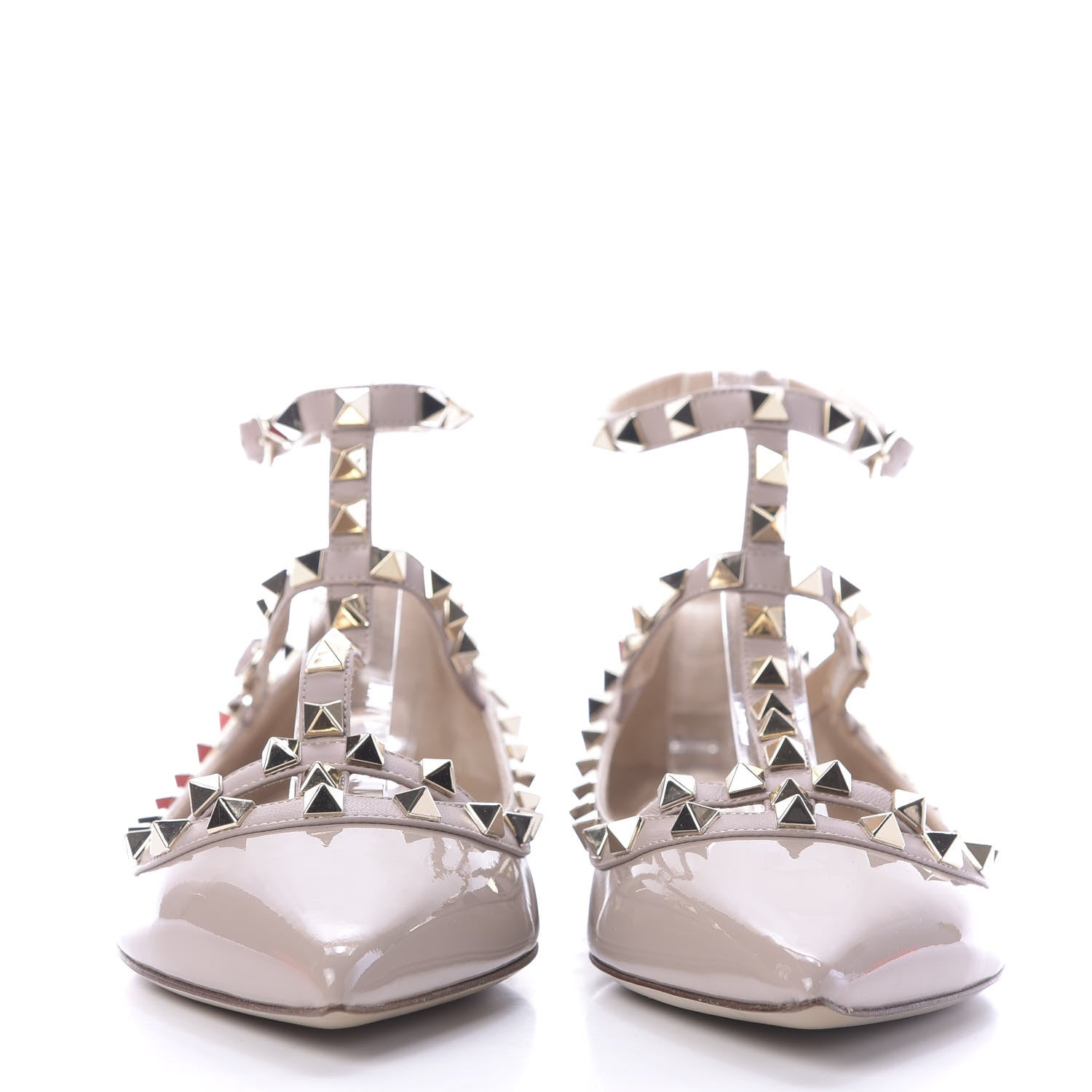 Valentino Garavani Patent Rockstud Cage Ballerina Flats 40 Poudre 2 of 11
