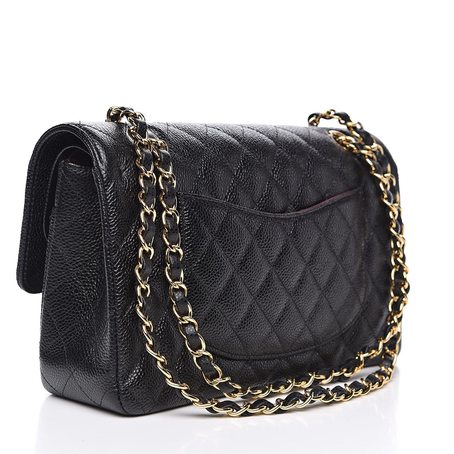 Caviar Quilted Medium Double Flap Black