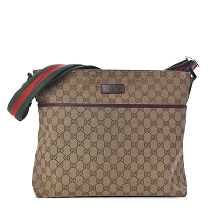 Gucci Monogram Web Medium Flat Messenger Bag Brown 1 of 21