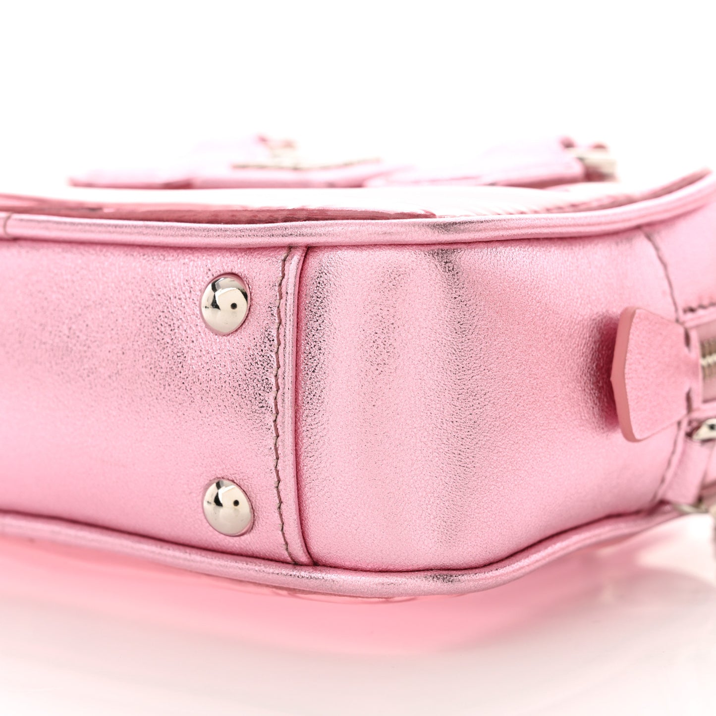 Metallic Nappa Plexi Vinyl Mini Top Handle Crossbody Rosa Mordore