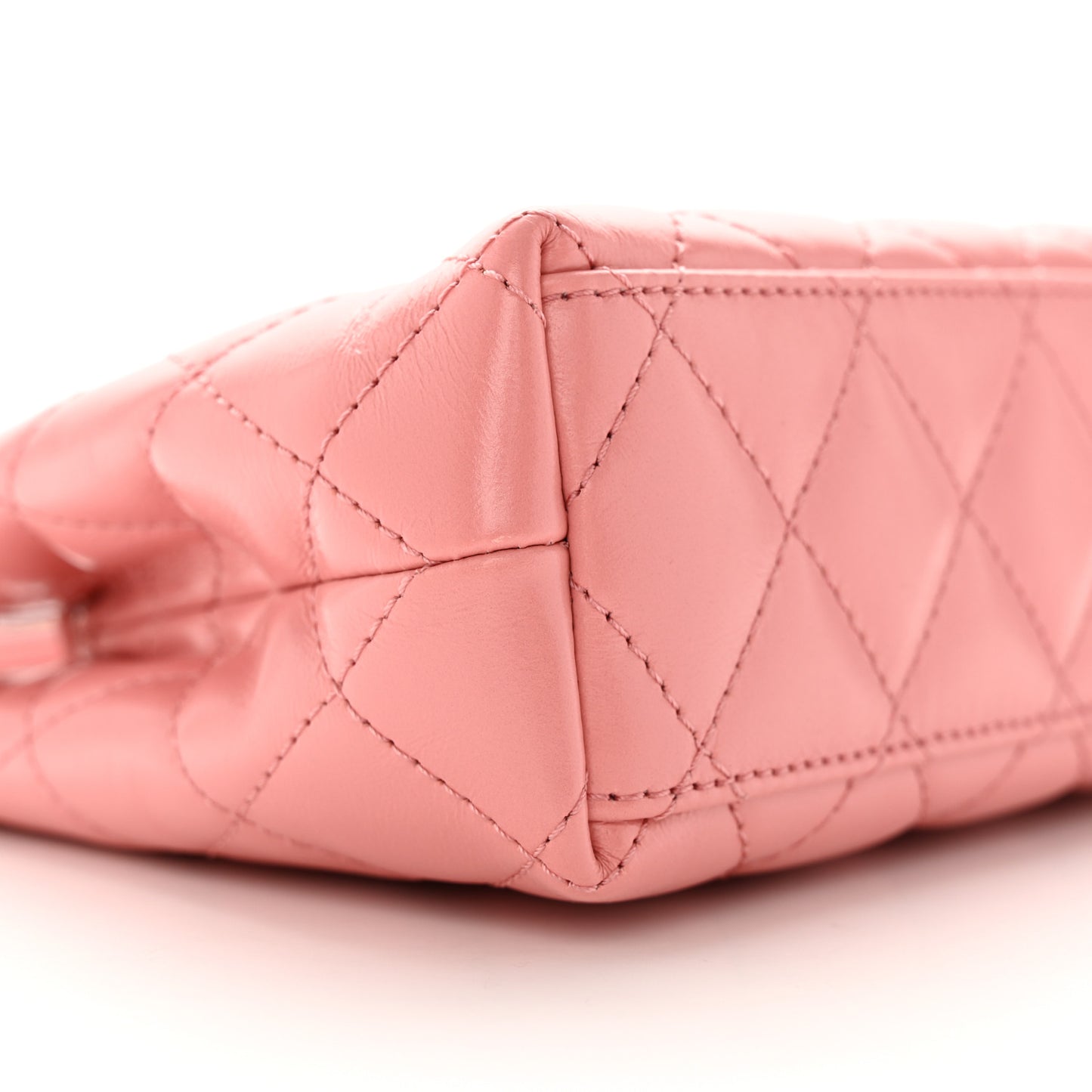Shiny Aged Calfskin Quilted Nano Kelly Shopper Coral Pink