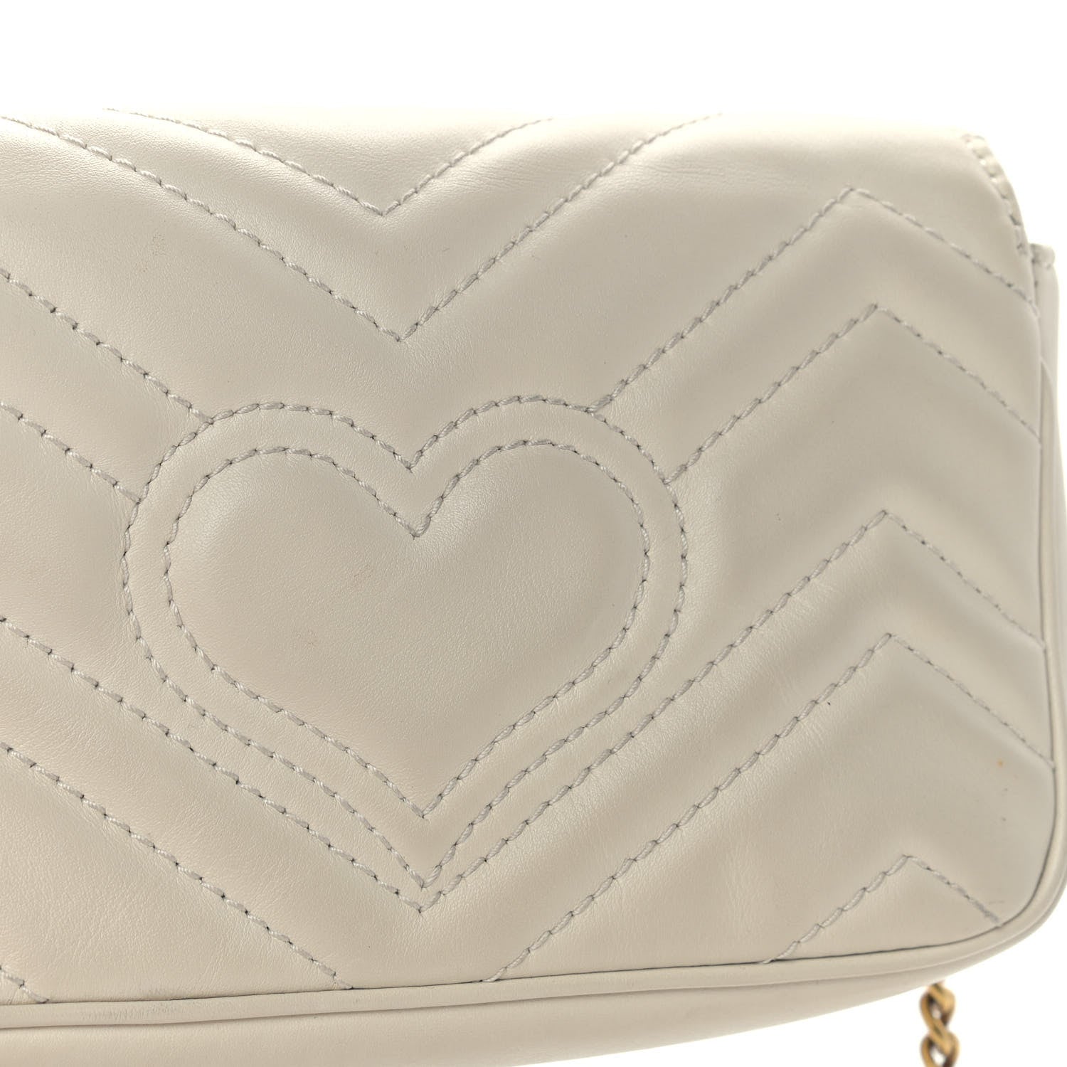 Gucci Calfskin Matelasse Super Mini GG Marmont Shoulder Bag White 11 of 13
