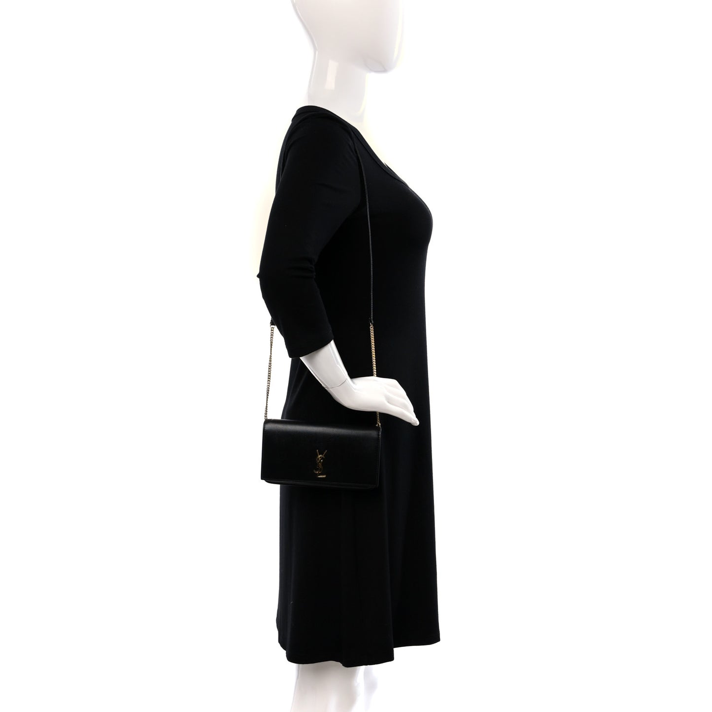 Grained Calfskin Monogram Phone Holder Crossbody Black