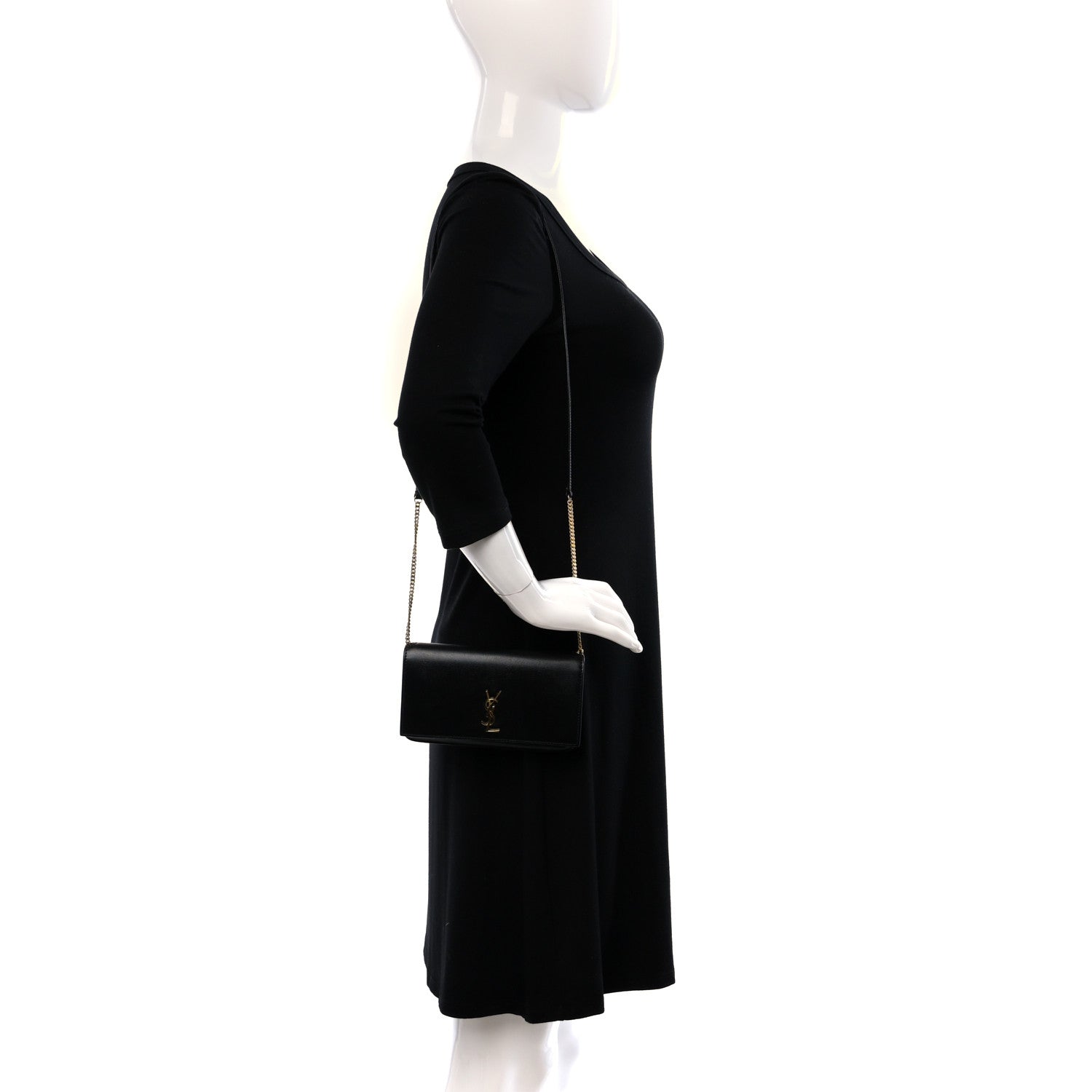 Saint Laurent Grained Calfskin Monogram Phone Holder Crossbody Black 2 of 9