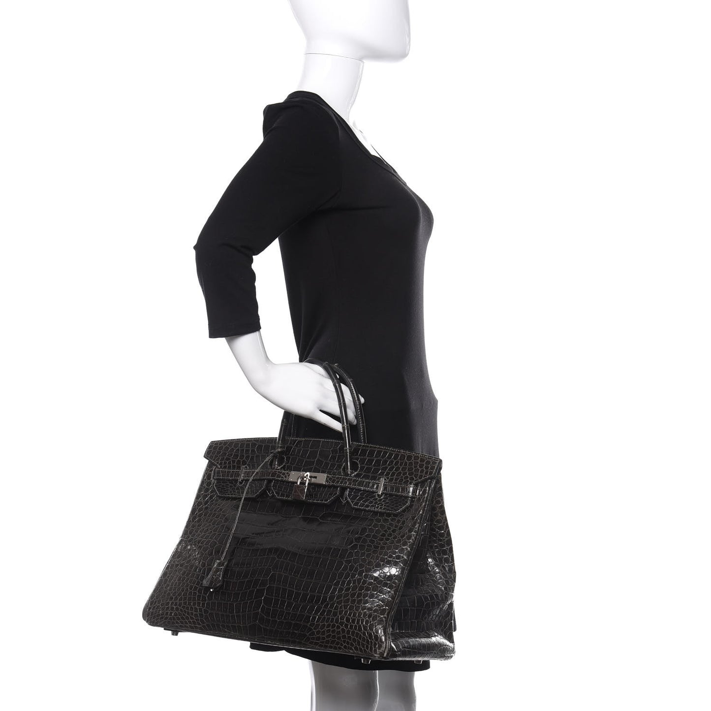 Shiny Porosus Crocodile Birkin 40 Graphite