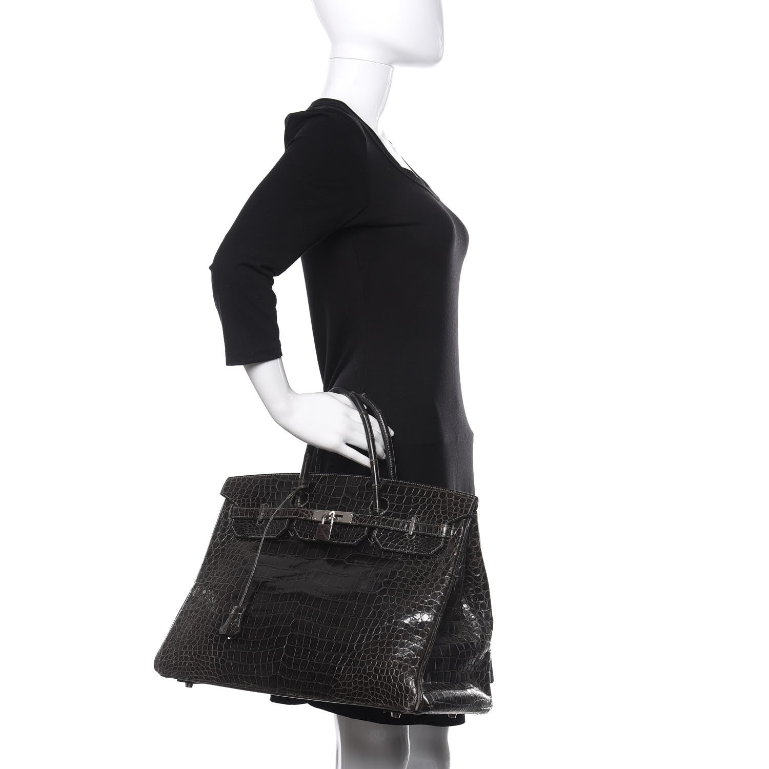Hermes Shiny Porosus Crocodile Birkin 40 Graphite 2 of 45