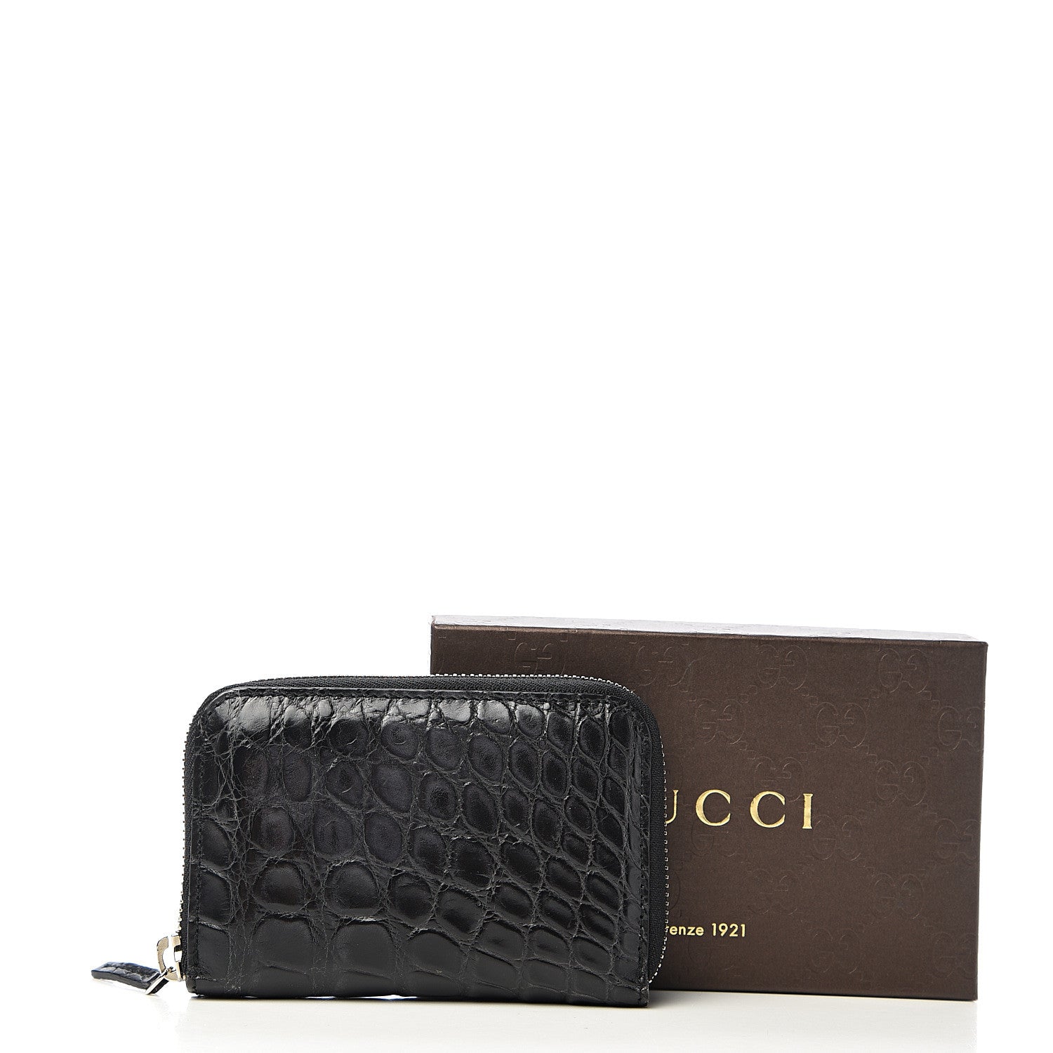 Gucci Crocodile Zip Around Card Case Black 6 of 6