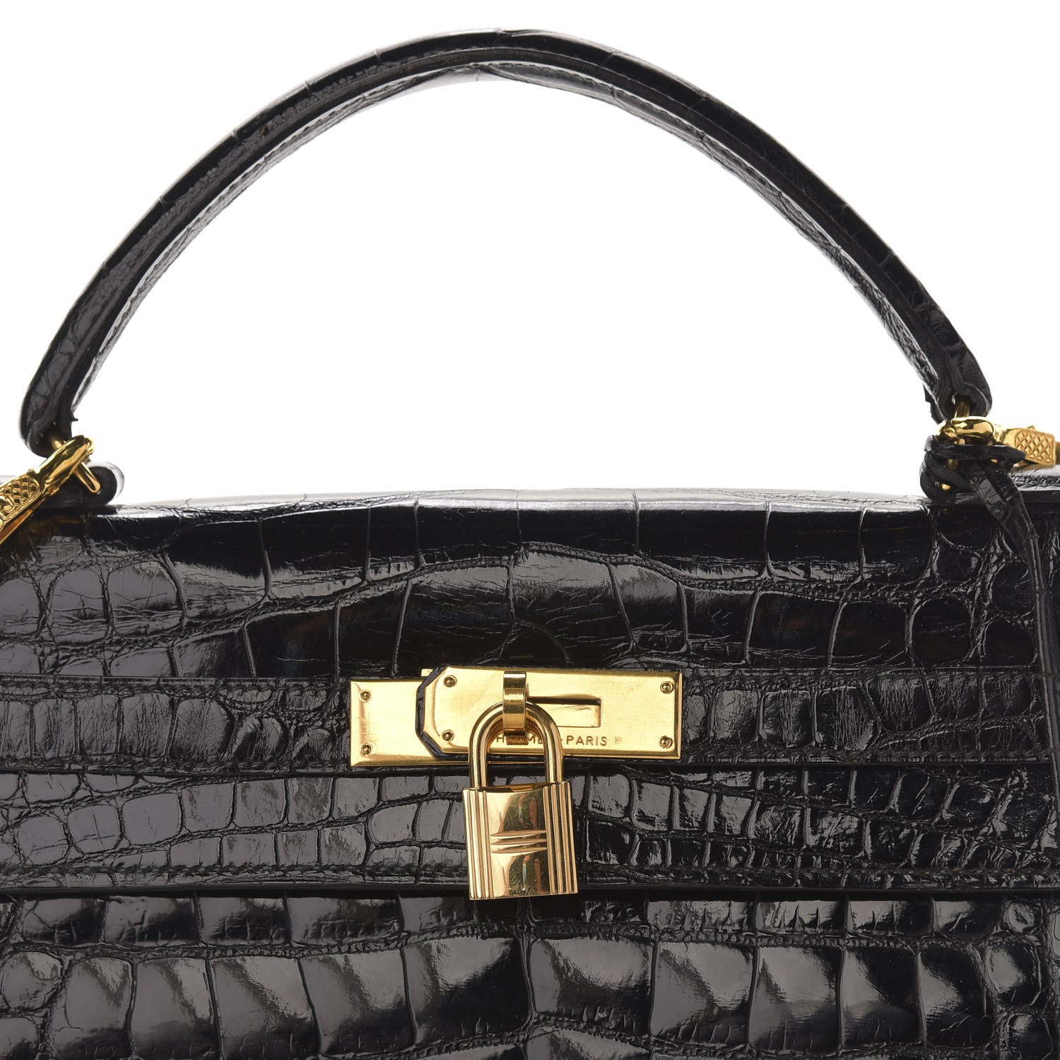 Hermes Shiny Crocodile Kelly Sellier 32 Black 22 of 22