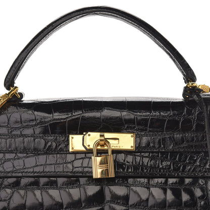 Hermes Shiny Crocodile Kelly Sellier 32 Black 22 of 22