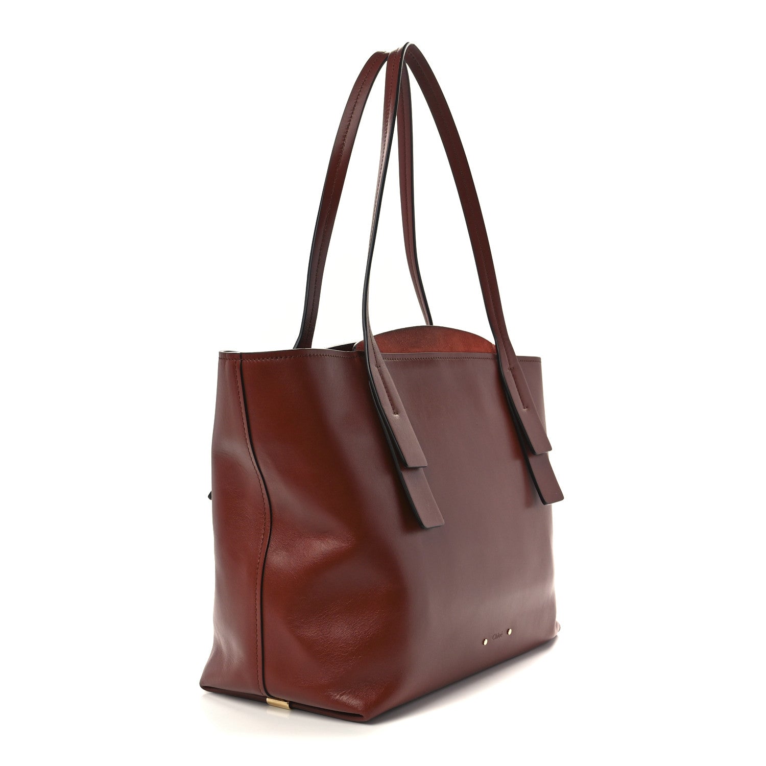 Chloe Shiny Calfskin Suede Medium C Zipped Tote Brown 3 of 14