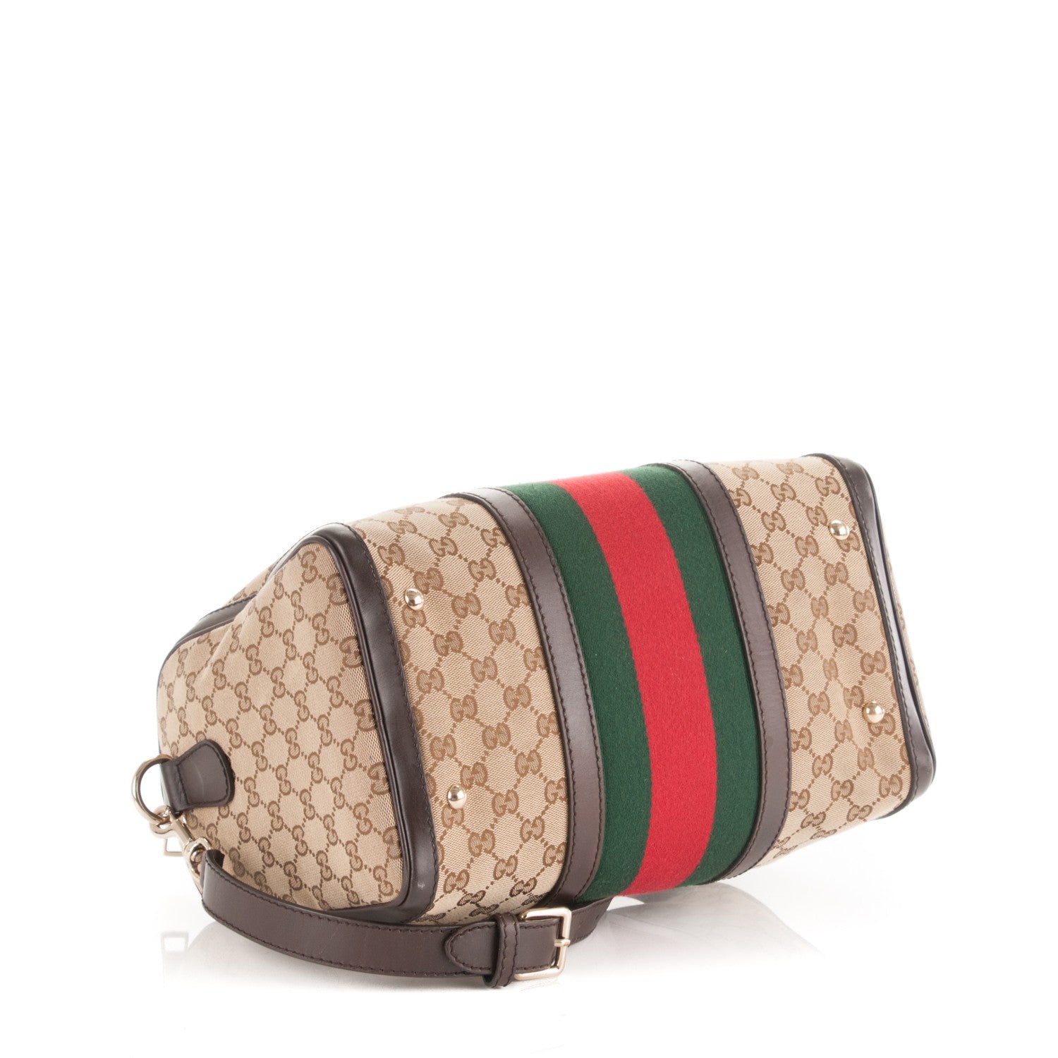 Gucci Monogram Vintage Web Medium Boston Dark Brown 4 of 8