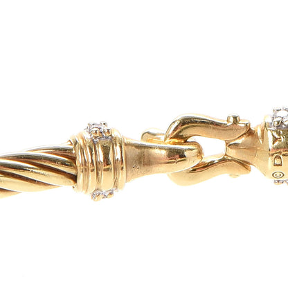 David Yurman 18K Yellow Gold Diamond 2.6mm Cable Collectibles Buckle Bracelet 6 of 6