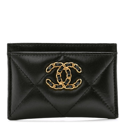 Chanel Lambskin Quilted Chanel 19 Card Holder Black 1 of 9