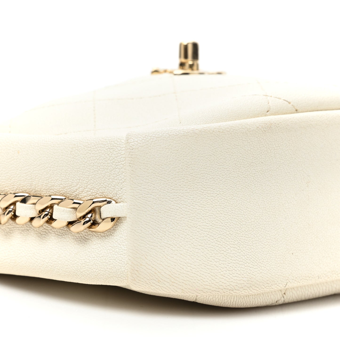 Goatskin Quilted Small Casual Trip Camera Case White
