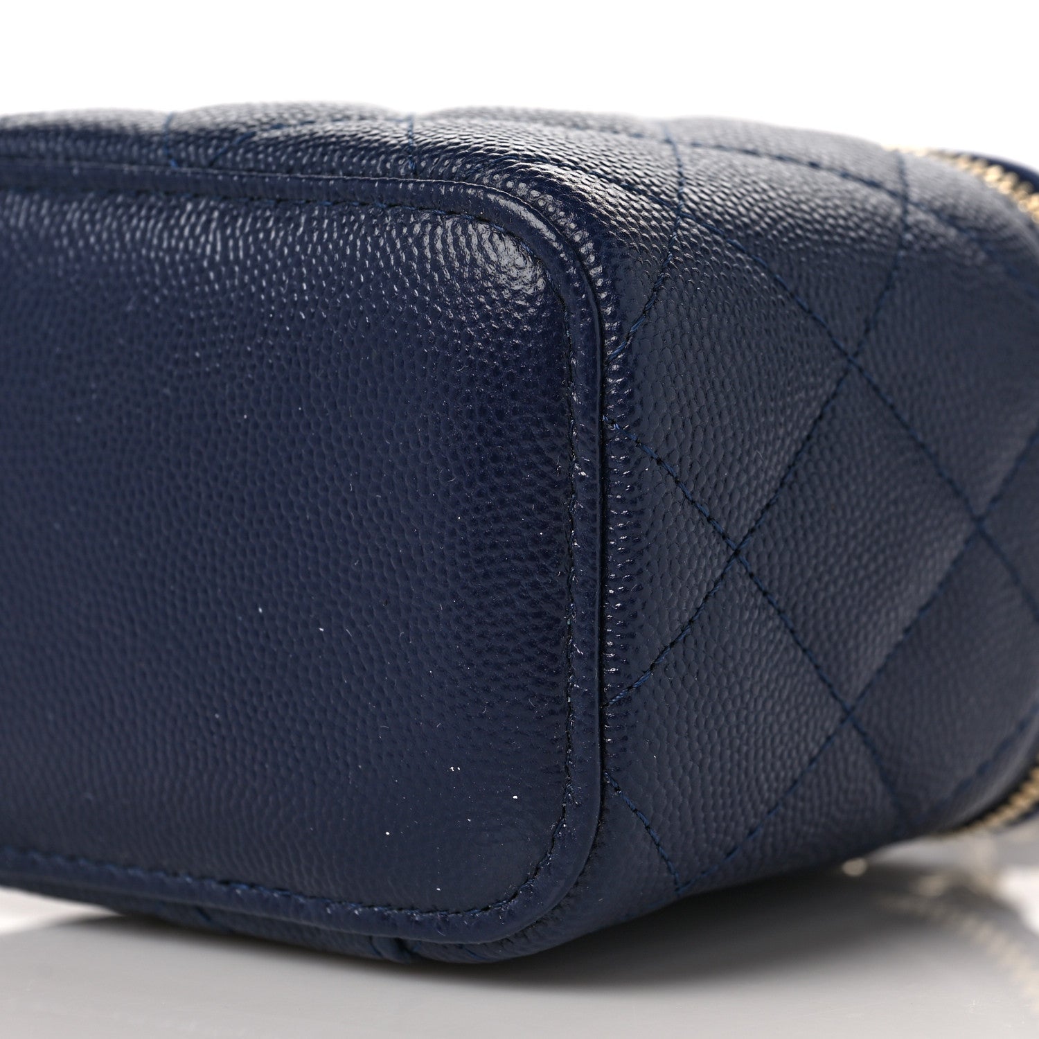 Chanel Caviar Quilted Mini Vanity Case With Chain Navy Blue 9 of 11