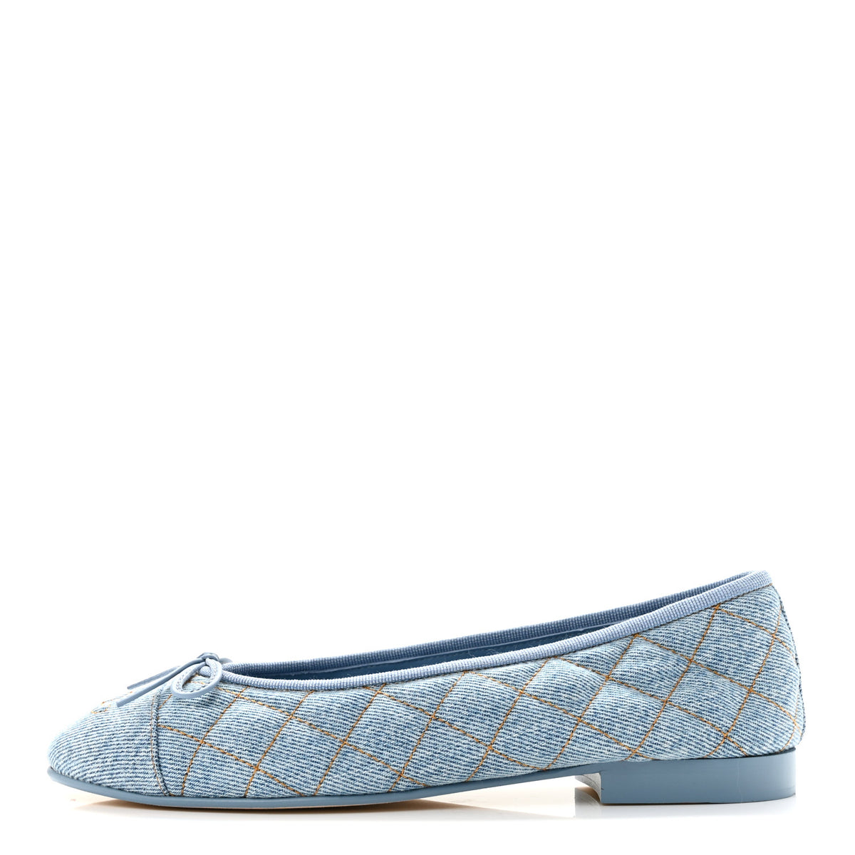 Chanel Denim Quilted Cap Toe CC Ballerina Flats 36.5 Light Blue 1 of 10