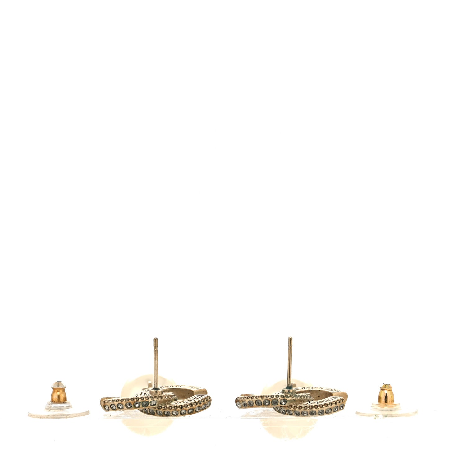 Baguette Crystal Pearl CC Drop Earrings Gold Black