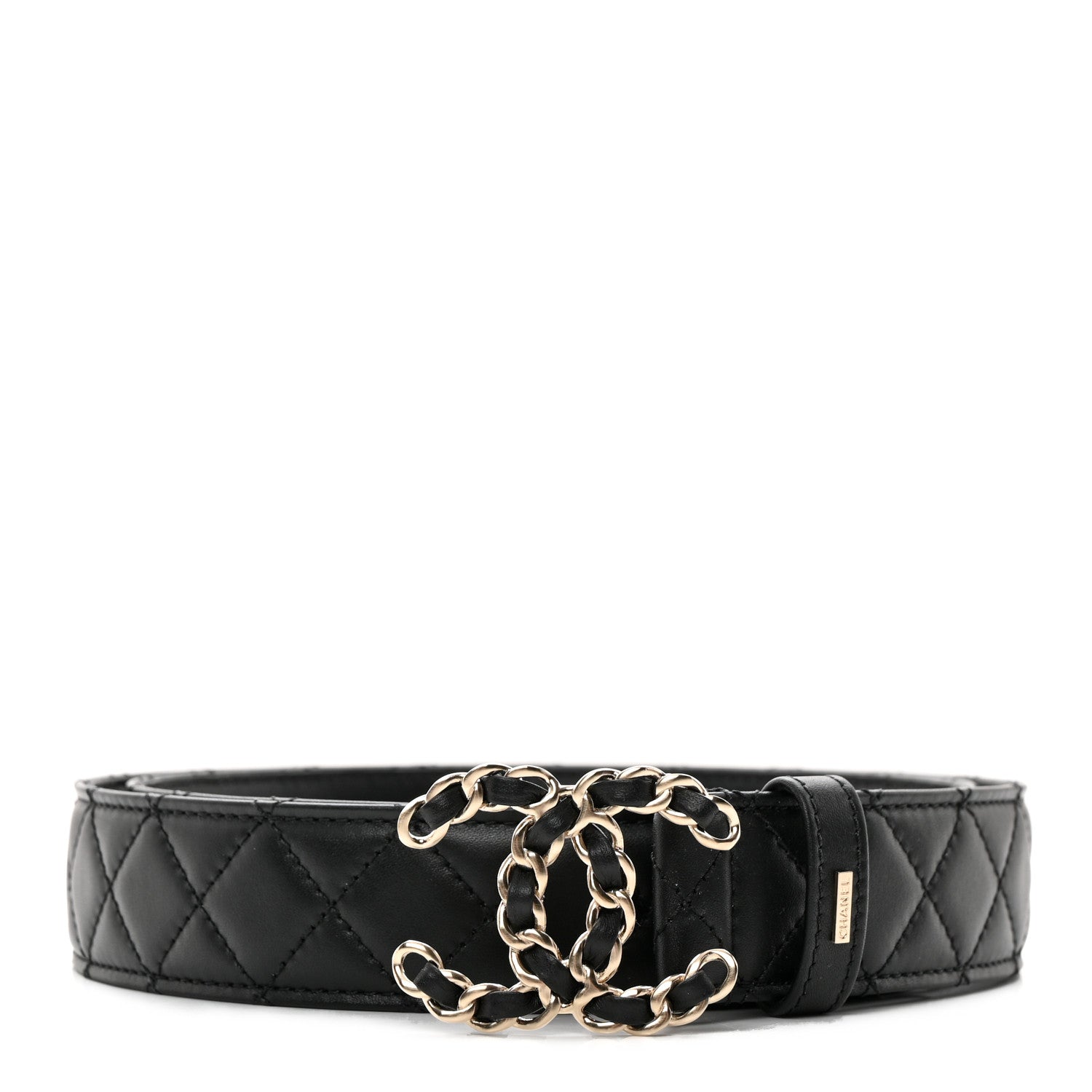 Chanel Lambskin Quilted CC Chain Belt 95 38 Black 1 of 6
