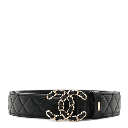 Chanel Lambskin Quilted CC Chain Belt 95 38 Black 1 of 6